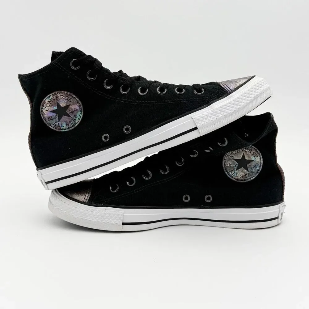 Converse All Star Chuck Taylor High Top Lace Up Black Basketball Shoes with Meta